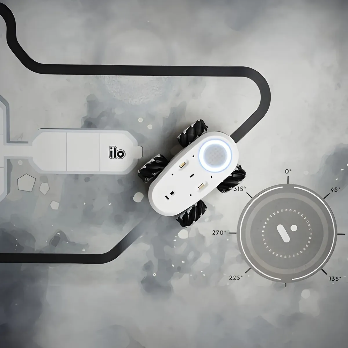 Robot ilo sur un fond futuriste